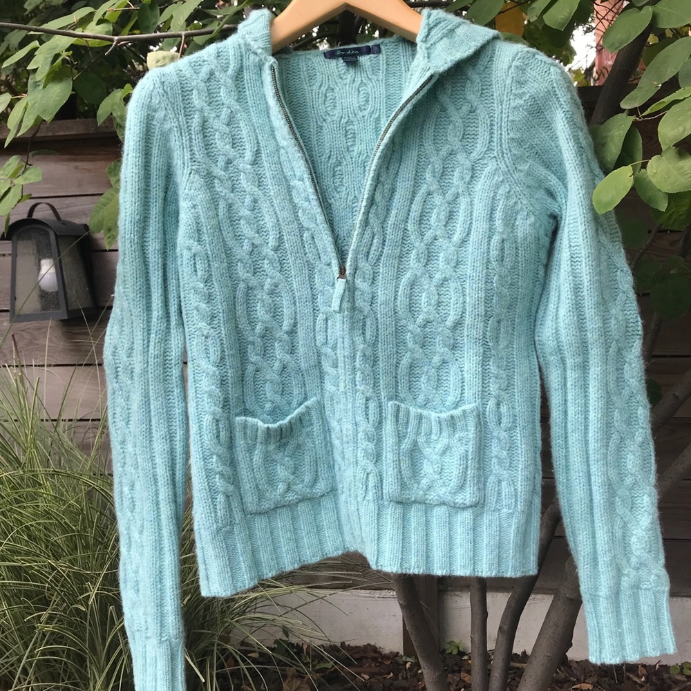 Blue quarter zip hoodie sweater